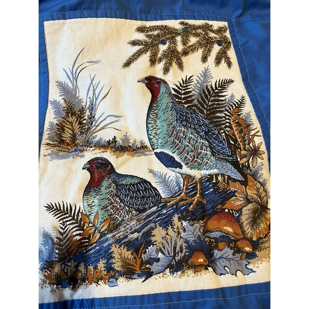Vintage Pheasant Birds Mushrooms Pillow Covers Throw Accent Fall 15 x 15 - Picture 2 of 5